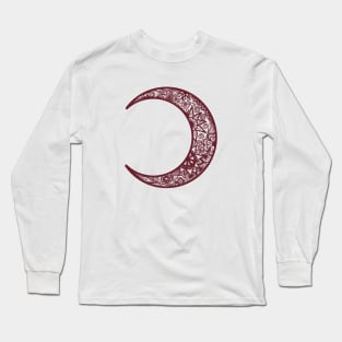 Red Henna Crescent Moon Long Sleeve T-Shirt